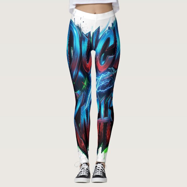 Leggings Logo graffiti 3D Cyber Chevalier Canard  (Devant)