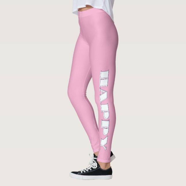 Leggings Logo HAPPY Rose (Gauche)