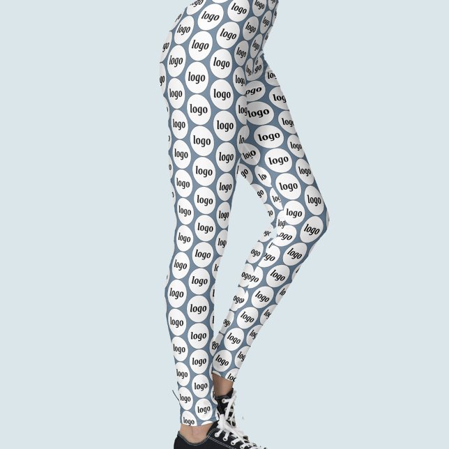 Leggings Logo simple Motif professionnel Dusty Blue (Simple logo pattern business promotional branding leggings)