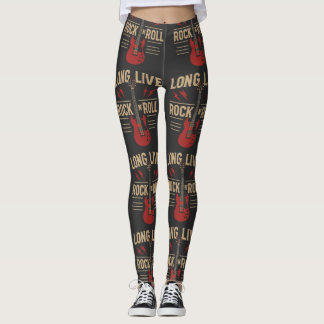 Leggings Long Live Rock N' Roll Vintage Electric Guitar Tee