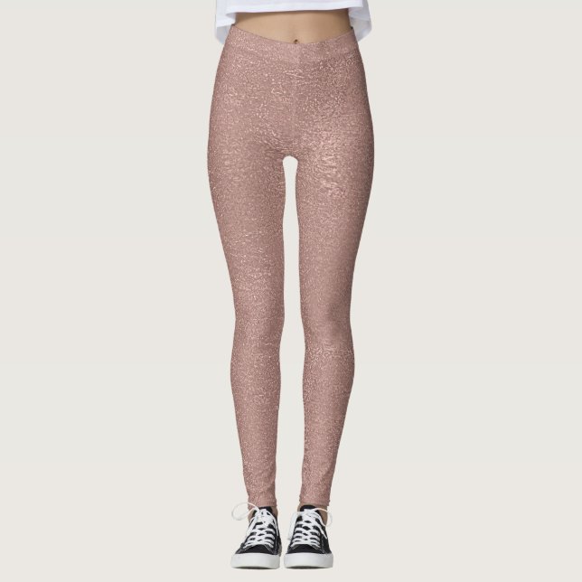 Leggings L'or rose rougissent les parties scintillantes (Devant)
