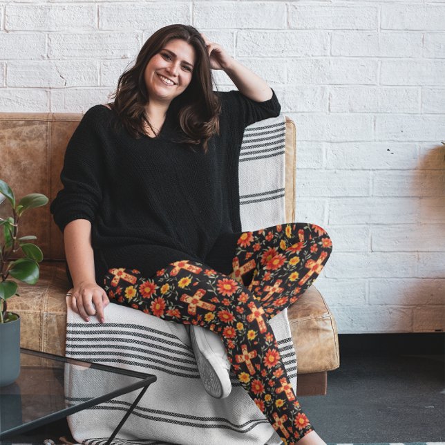 Leggings Los Muertos | Jour des Morts Floral (Créateur téléchargé)