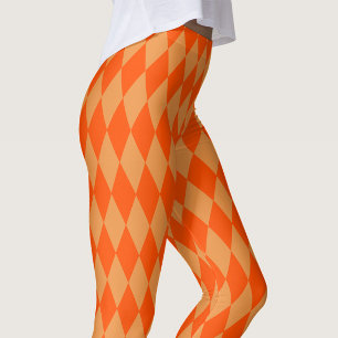 Leggings Losanges Damier Arlequin Orange Clair et Foncé