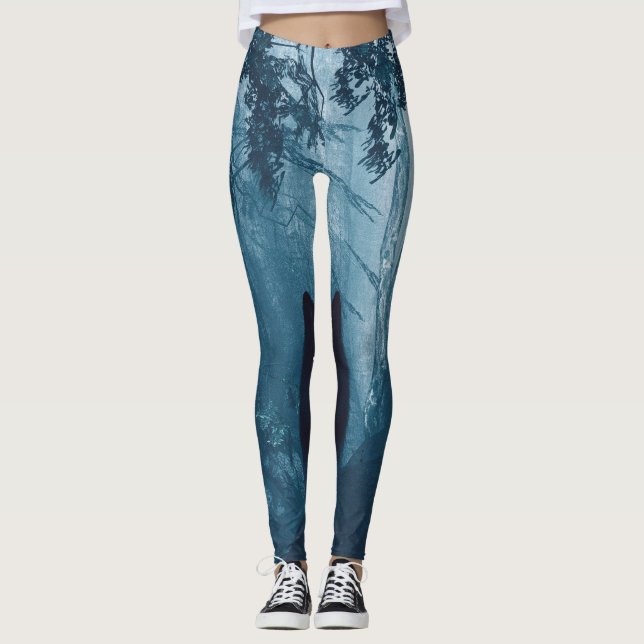 Leggings Loup en Forêt Noire. (Devant)