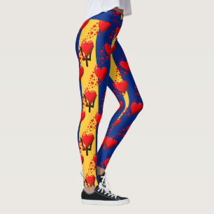 Leggings LOVE BARBADOS Drapeau Coeurs rouges EXÉCUTEZ VOTRE