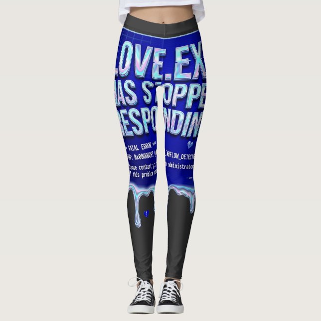Leggings Love Exe Écran Bleu de la Mort Y2K Tech Drôle Pr (Devant)