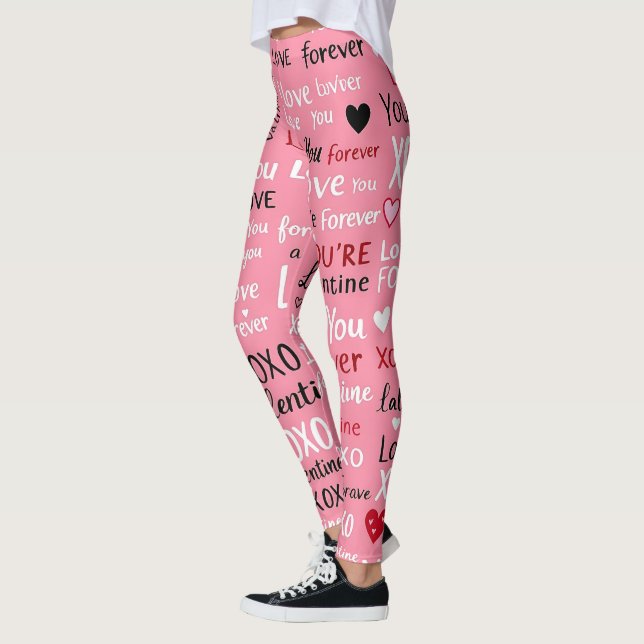 Leggings Love Forever - Saint Valentin Motif de typographie (Gauche)