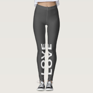Leggings Love Gris Monochrome Texte Classique
