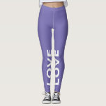 Leggings Love Periwinkle Monochrome Classic Text<br><div class="desc">Personnalisable avec votre texte. Écris en CASQUETTE,  s'il te plaît.</div>