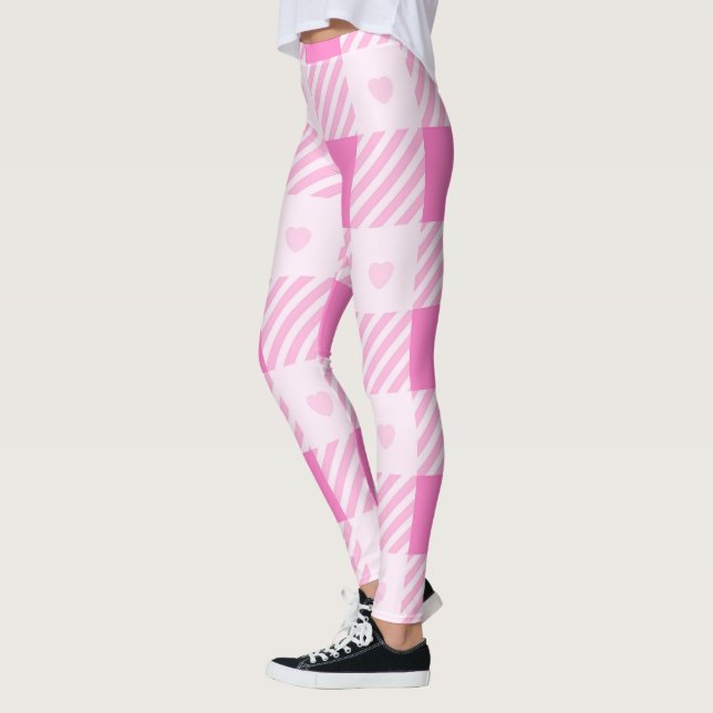 Leggings Love Plaid Collection rose moderne (Gauche)