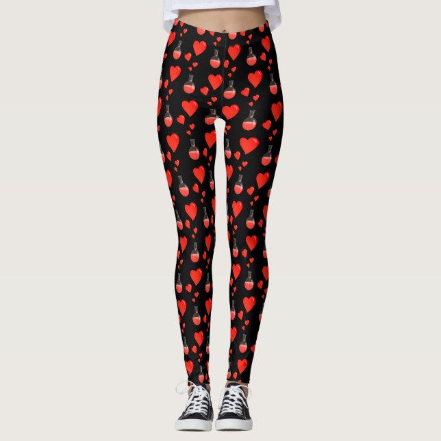 Leggings Love Potion Avec Coeurs Motif Geek de chimie (Devant)