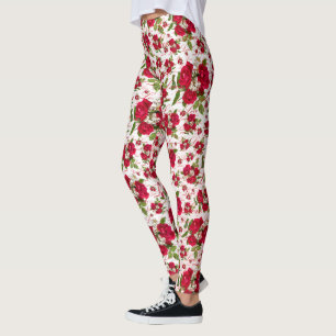 Leggings Love Red Rose Bouquet Photographie Motif aléatoir