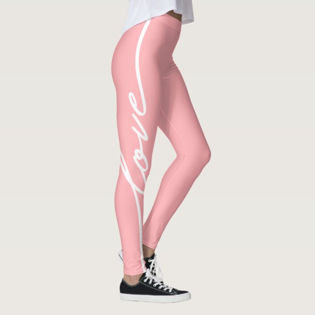 Leggings Love Typographie Blush Pink Valentines Jour Leggin (Droite)