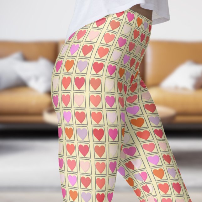 Leggings Loveable Blond Jaune Valentines Aimer Motif (Valentines Love on Blond Leggings)