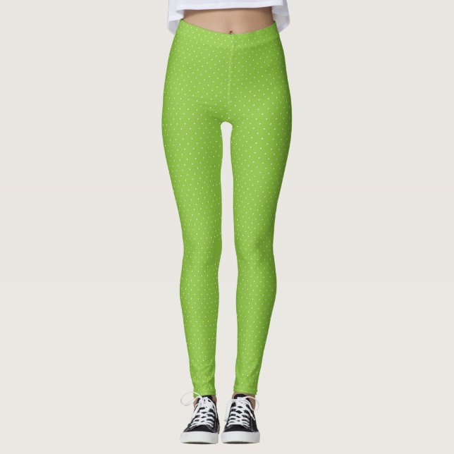 Leggings Lt Green-White Pois-LEGINGS (Devant)