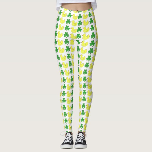 Leggings Lucky Canard jaune caoutchouc Ducky Shamrock vert (Devant)
