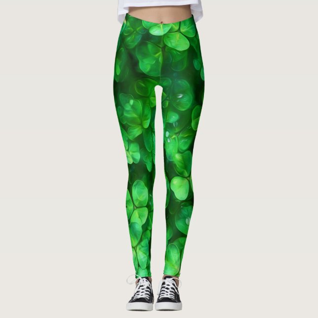 Leggings Lucky Celtic Irish Green Shamrocks (Devant)