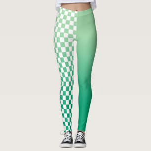 Leggings Lumière à vert foncé dégradé et Motif À damiers