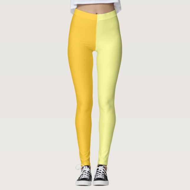 Leggings Lumière Jaune foncé Deux Tons Fractionné Moitié De (Devant)