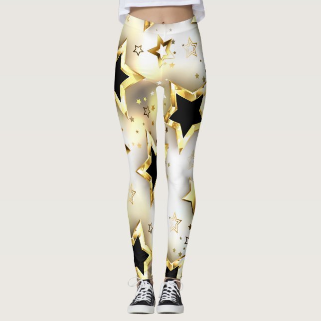 Leggings Lumière transparente avec étoiles or (Devant)