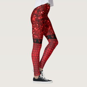 Leggings Lumières de la Parties scintillant Deep Red Faux