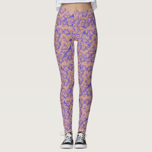Leggings Lumineuse filet bleu avec fleurs 02b LOrange BG
