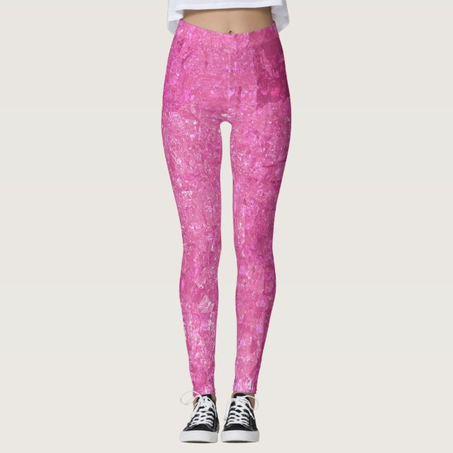Leggings Lumineux rose Abstrait Mosaïque brillant (Devant)