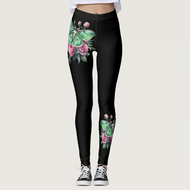Leggings Luna Moth and Flowers (Devant)