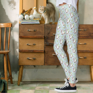 Leggings Luna Moth Moth Blanc Chat Vert