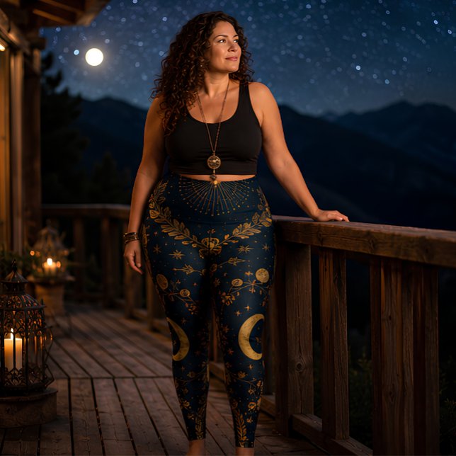 Leggings Lune Céleste et Étoiles Boho Astrologie (Créateur téléchargé)
