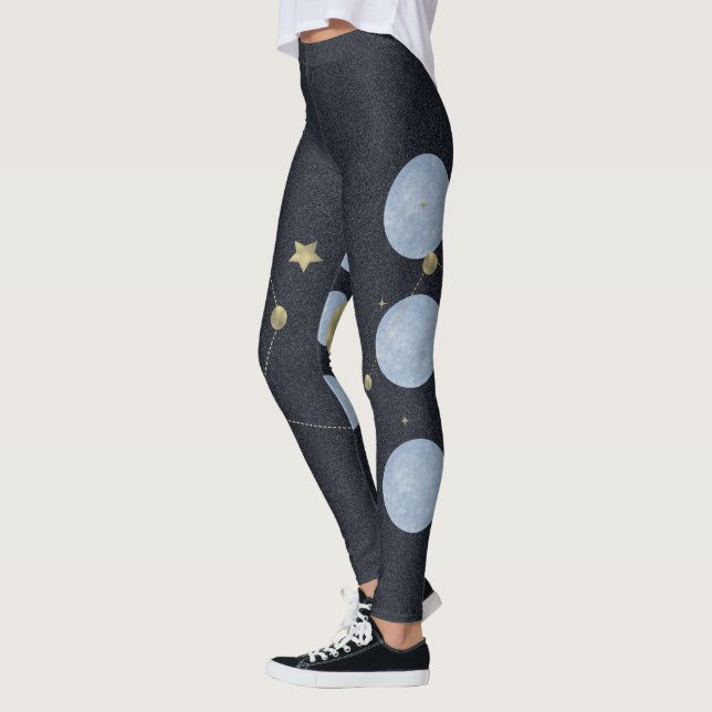 Leggings Lune Constellation Bleu Yoga Motif Leging (Gauche)