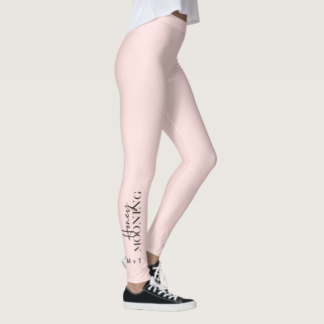 Leggings Lune de miel Script Blush avec Monogrammes et Coeu (Droite)