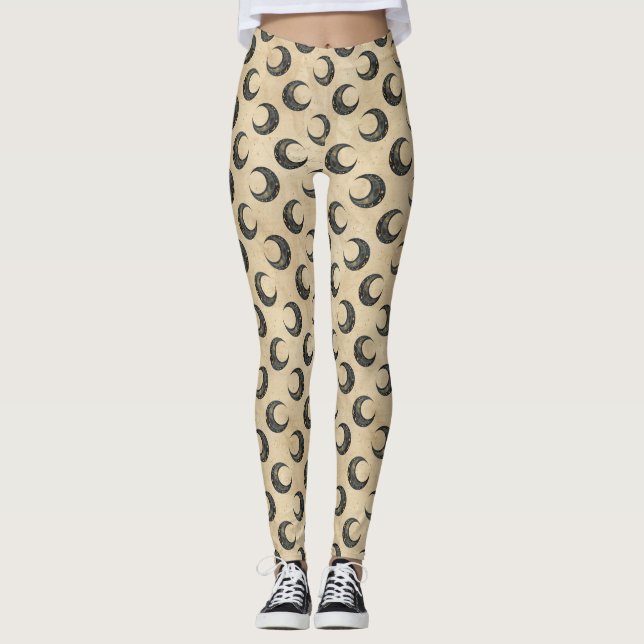 Leggings Lune dorée motif céleste Boho (Devant)