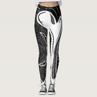 Leggings Lune et vagues noir et blanc