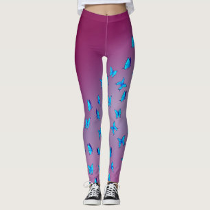 Leggings Lune rose Abstraite et papillons