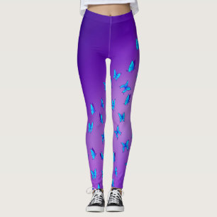 Leggings Lune violette Abstraite et papillons
