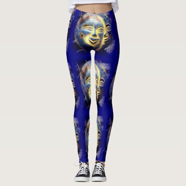 Leggings lunette de soleil face bleu foncé (Devant)