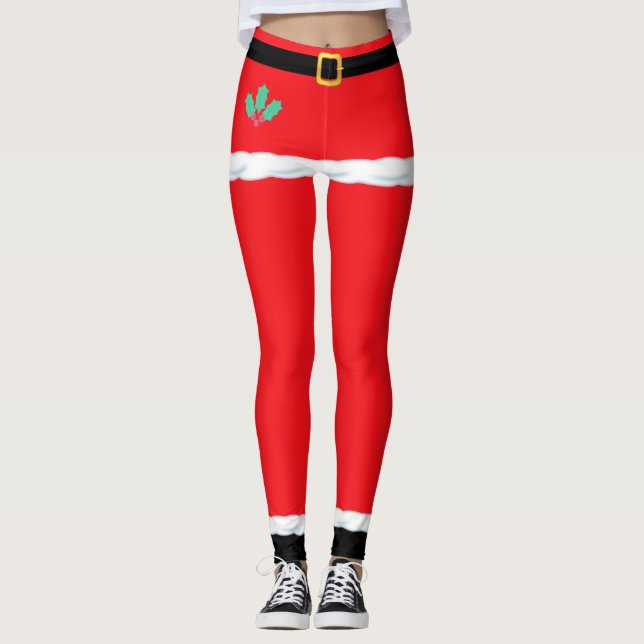 Leggings Lutin de Noël Père Noël Rouge (Devant)