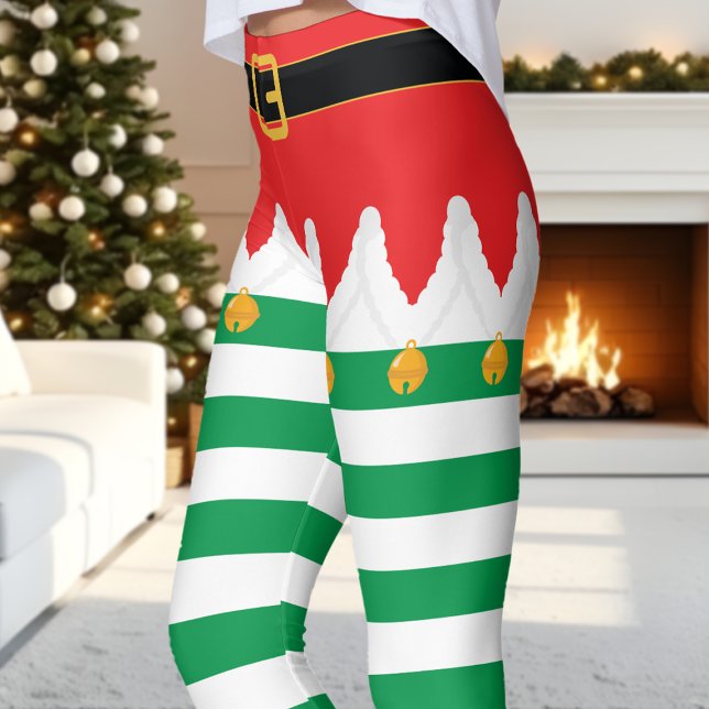 Leggings Lutin de Noël Rayure Rouge et Verte Fête (Créateur téléchargé)