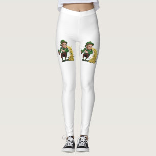 Leggings Lutin irlandais lançant des biscuits chanceux drôl