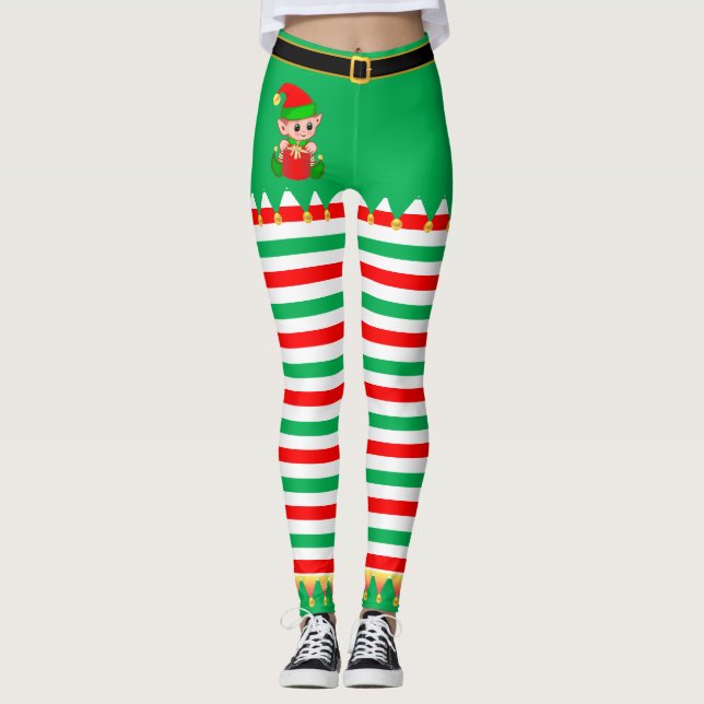 Leggings Lutins de Noël et grelots dorés (Devant)