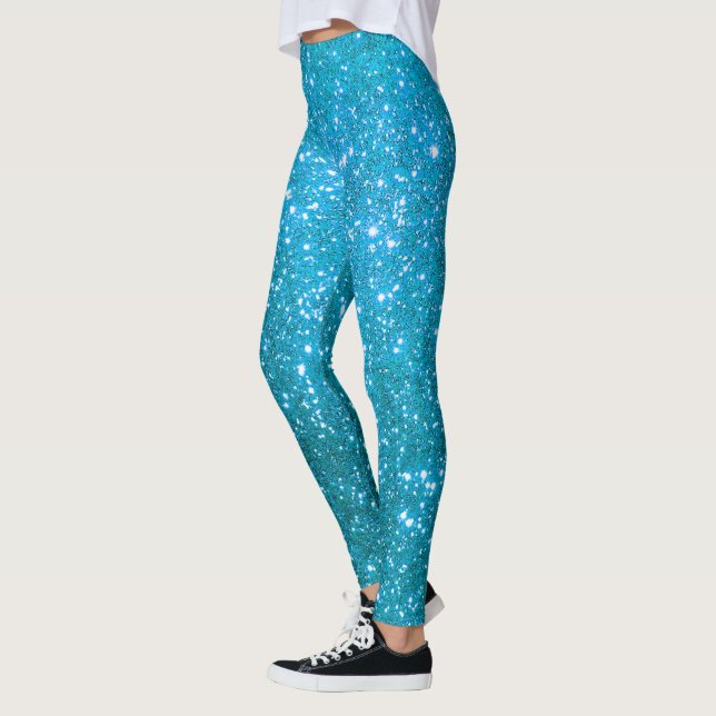 Leggings Luxe Blue Popular Cadeau Parties scintillant or (Gauche)