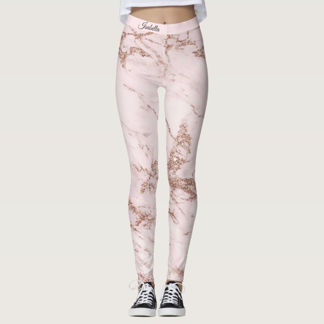 Leggings Luxe Blush Rose rose Parties scintillant Marbre Aj (Devant)