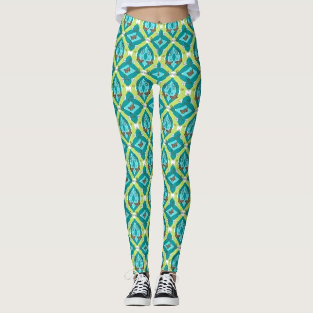 Leggings Luxe green garden art (Devant)