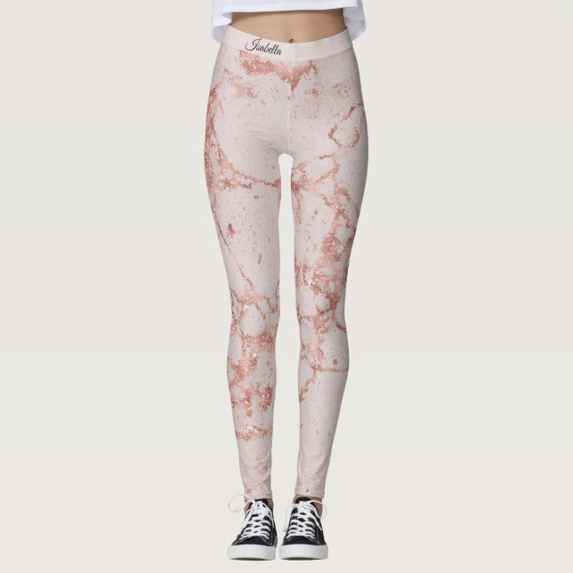 Leggings Luxe Rose Rose Blush Parties scintillant Marble Aj (Devant)