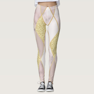 Leggings Luxueux Marbre Golden Géométrique