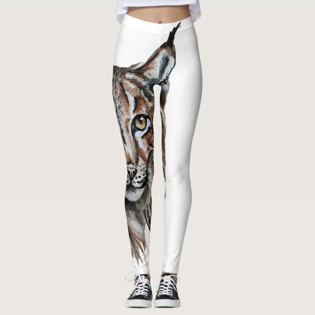 Leggings Lynx - Spirit Animal, Aquarelle Totem Joga Guide (Devant)