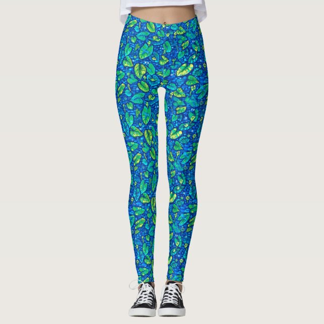Leggings Lys de vache, étang d'été de Spatterdock Modèle fl (Devant)