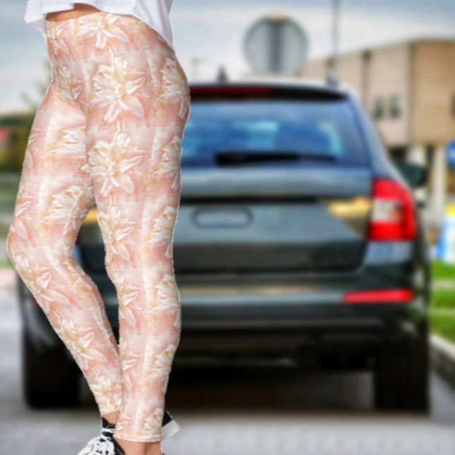 Leggings Lys En Imaginaire Rose (These Lilies In Pink Fantasy leggings, would be fun to wear in Spring!)