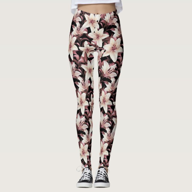 Leggings Lys sur noir (Devant)